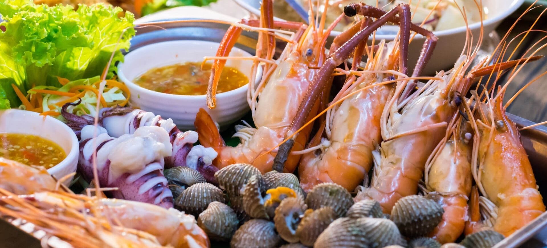 Fresh seafood dishes served at a beachside restaurant in Da Nang
