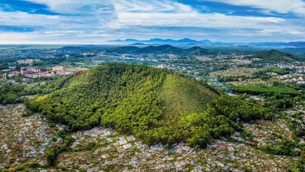 Panoramic view of Ngu Binh Mountain overlooking Hue and the Perfume River