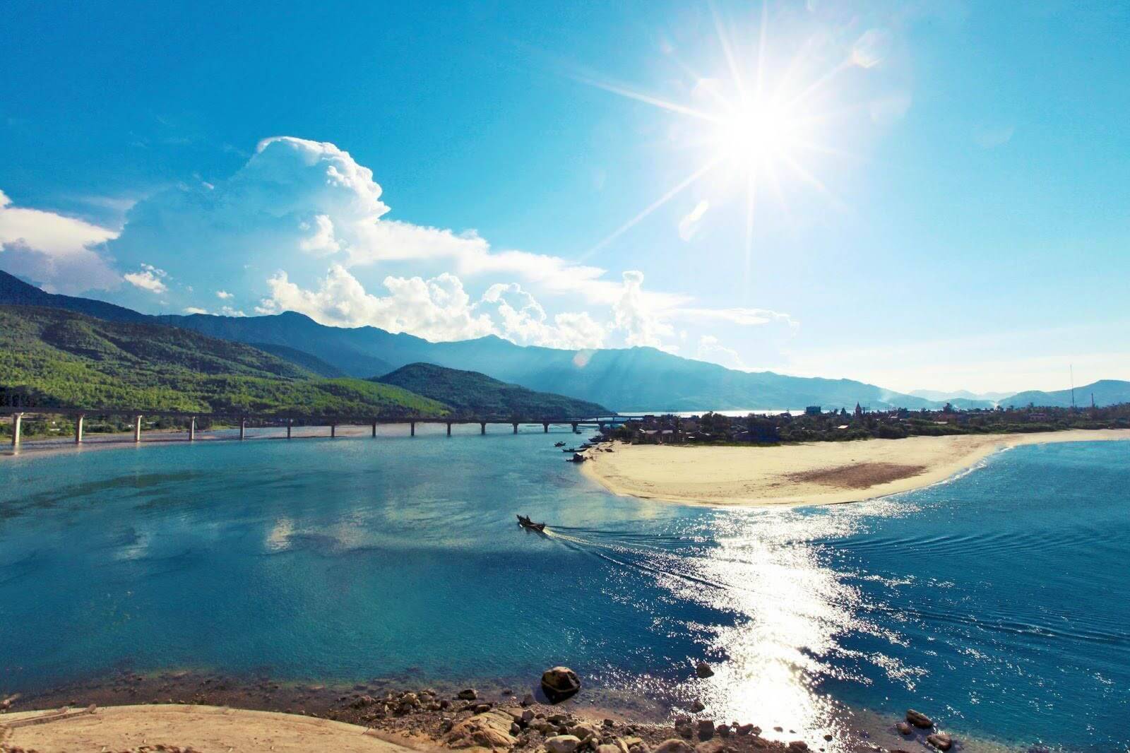 Thuan An Beach coastline near Hue on a sunny day